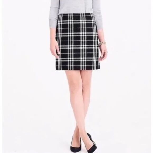 J. Crew Dresses & Skirts - J. Crew Mini Skirt Women's Size 6 Black and White Plaid Pencil Preppy NWT